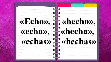 hechaste o echaste|«Echo», «echa», «echas» / «hecho», «hecha», «hechas»